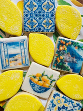 Load image into Gallery viewer, Amalfi Coast tile and lemon sugar cookies - one dozen