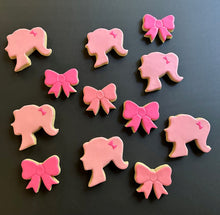 Load image into Gallery viewer, Barbies and bows sugar cookies - one dozen