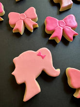 Load image into Gallery viewer, Barbies and bows sugar cookies - one dozen
