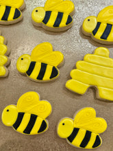 Load image into Gallery viewer, Bee and beehive sugar cookies - one dozen