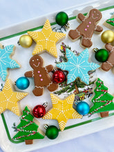 Load image into Gallery viewer, Christmas sugar cookie mix - Christmas trees, stars, snowflakes, and gingerbread men - one dozen