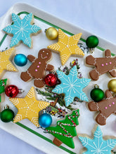 Load image into Gallery viewer, Christmas sugar cookie mix - Christmas trees, stars, snowflakes, and gingerbread men - one dozen