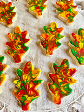 Load image into Gallery viewer, Colorful fall leaves sugar cookies - one dozen