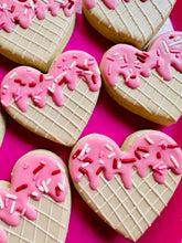 Load image into Gallery viewer, Heart ice cream cone sugar cookies - one dozen