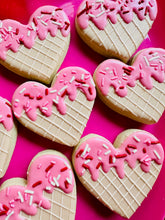 Load image into Gallery viewer, Heart ice cream cone sugar cookies - one dozen
