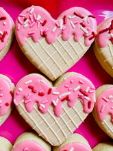 Load image into Gallery viewer, Heart ice cream cone sugar cookies - one dozen