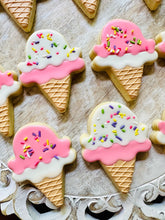 Load image into Gallery viewer, Ice cream cone sugar cookies - one dozen