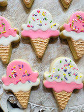 Load image into Gallery viewer, Ice cream cone sugar cookies - one dozen