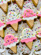 Load image into Gallery viewer, Ice cream cone sugar cookies - one dozen