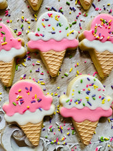 Load image into Gallery viewer, Ice cream cone sugar cookies - one dozen