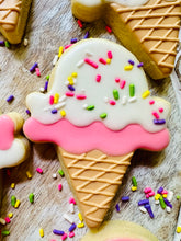 Load image into Gallery viewer, Ice cream cone sugar cookies - one dozen