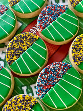 Load image into Gallery viewer, Ole Miss and LSU football stadium sugar cookies - one dozen