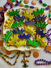 Load image into Gallery viewer, Mardi Gras crown sugar cookies - one and a half dozen (18)