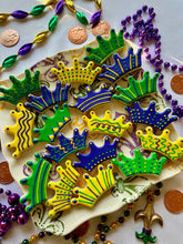 Load image into Gallery viewer, Mardi Gras crown sugar cookies - one and a half dozen (18)
