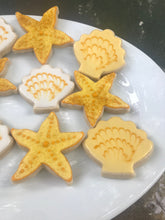 Load image into Gallery viewer, Beach (starfish and shell) sugar cookies - one dozen