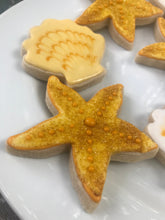 Load image into Gallery viewer, Beach (starfish and shell) sugar cookies - one dozen