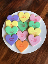 Load image into Gallery viewer, Conversation hearts sugar cookies - one dozen