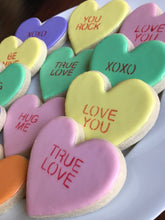 Load image into Gallery viewer, Conversation hearts sugar cookies - one dozen