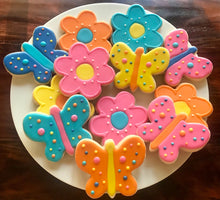 Load image into Gallery viewer, Spring flower and butterfly sugar cookies - one dozen