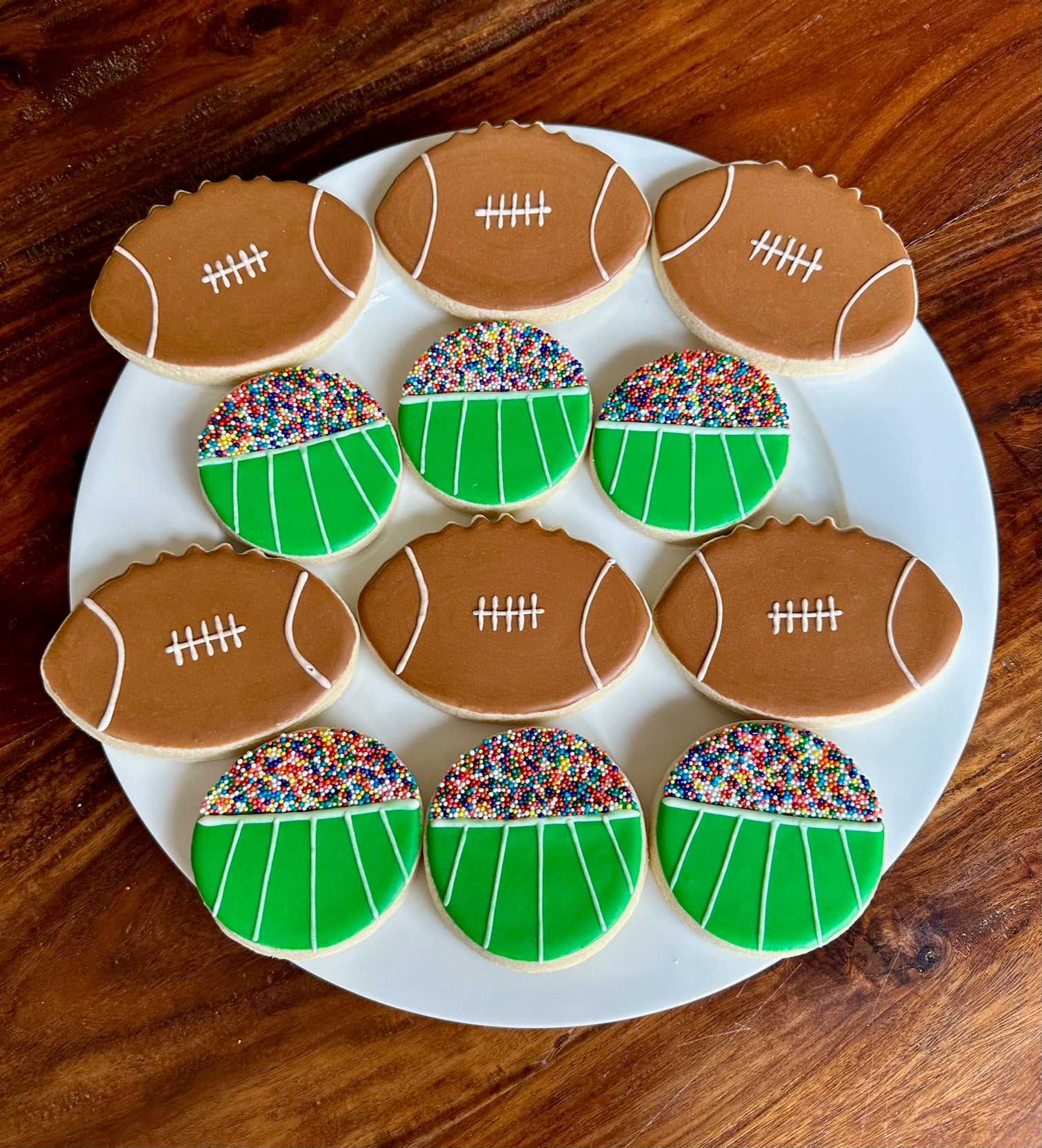 Football And Football Stadium Sugar Cookies One Dozen Bos Bake Shop 5455