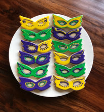 Load image into Gallery viewer, Mardi Gras masks sugar cookies - one dozen