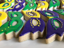 Load image into Gallery viewer, Mardi Gras masks sugar cookies - one dozen