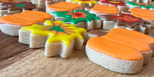 Load image into Gallery viewer, Fall sugar cookies (mini pumpkins and leaves) - two dozen