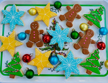 Load image into Gallery viewer, Christmas sugar cookie mix - Christmas trees, stars, snowflakes, and gingerbread men - one dozen
