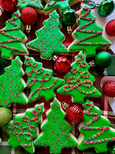 Load image into Gallery viewer, Christmas tree sugar cookies with sprinkles - one dozen
