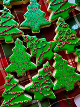 Load image into Gallery viewer, Christmas tree sugar cookies with sprinkles - one dozen
