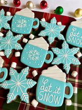 Load image into Gallery viewer, Hot cocoa and snowflakes sugar cookies - one dozen
