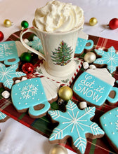 Load image into Gallery viewer, Hot cocoa and snowflakes sugar cookies - one dozen
