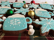 Load image into Gallery viewer, Hot cocoa and snowflakes sugar cookies - one dozen
