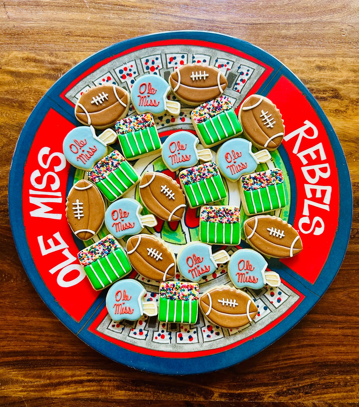 Ole Miss football mini sugar cookies - two dozen (24)