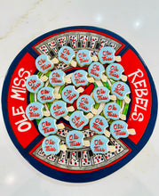 Load image into Gallery viewer, Ole Miss football helmet mini sugar cookies - two dozen (24)
