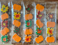 Load image into Gallery viewer, Fall sugar cookies (mini pumpkins and leaves) - two dozen
